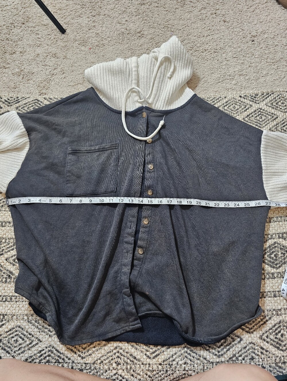 POL Oversized Waffle Knit Sleeve Hood Shirt Hoodie Size L - Picture 4 of 4